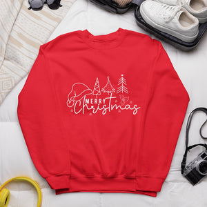 Sweatshirt Unisex Merry Christmas Tree Line Christmas