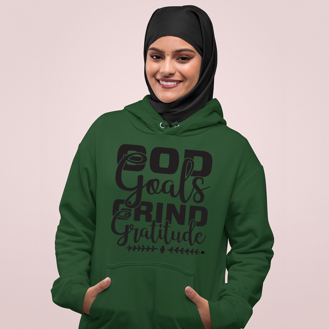 Hoodie Unisex God Goals Grind Gratitude