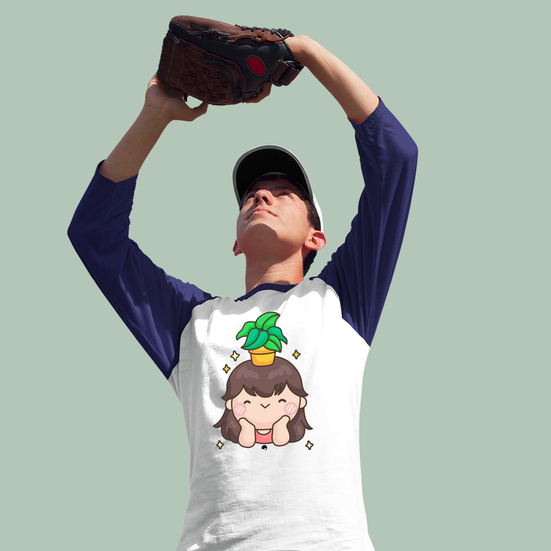 Unisex Sleeve Baseball Tee Shining And Flower