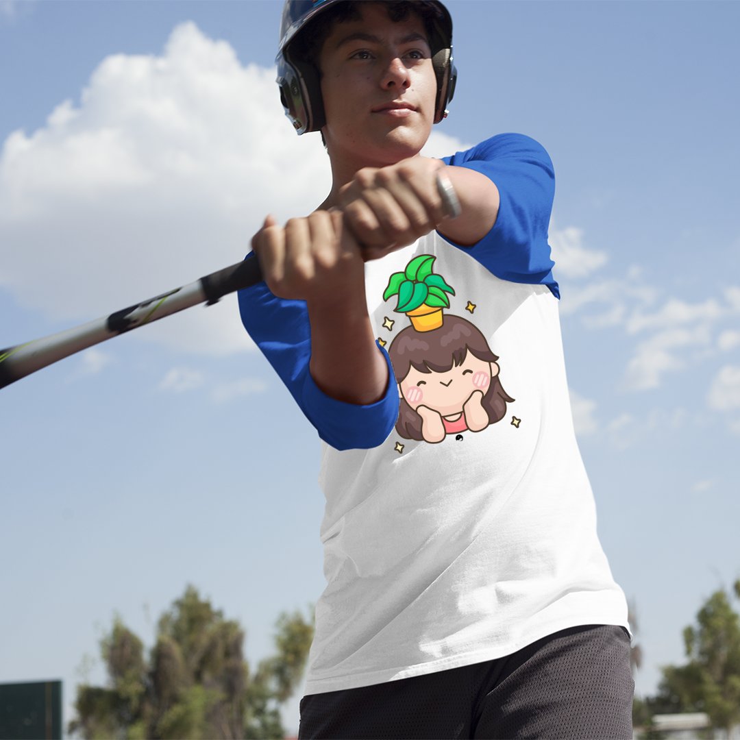 Unisex Sleeve Baseball Tee Shining And Flower