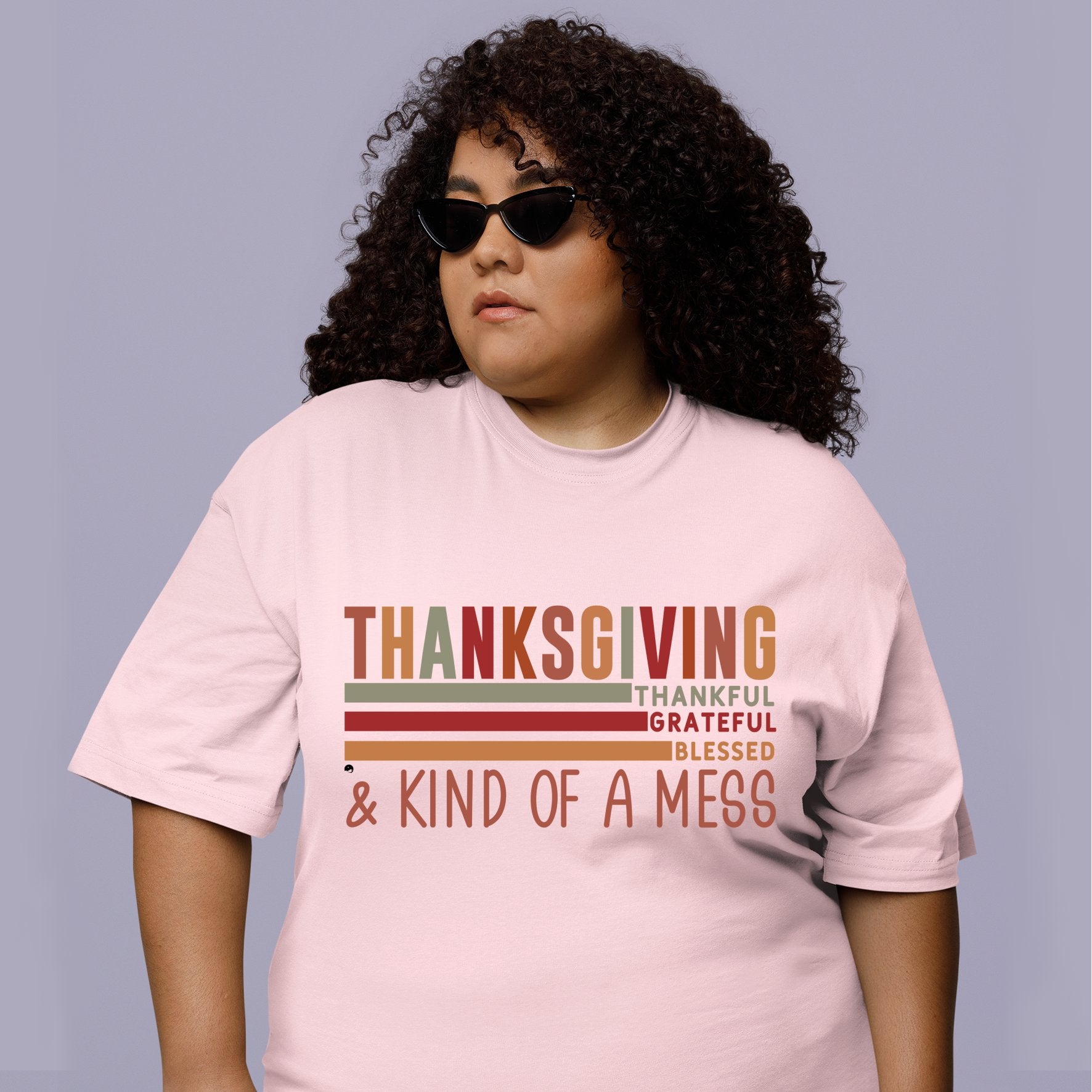 T-shirt Thanksgiving Thankful Grateful Blessed & Kind Of A Mess