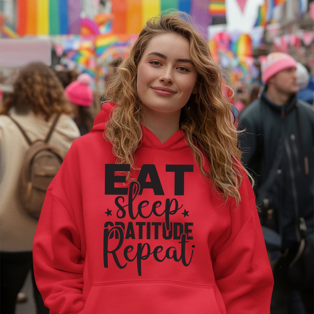 Hoodie Unisex Eat Sleep Gratitude Repeat