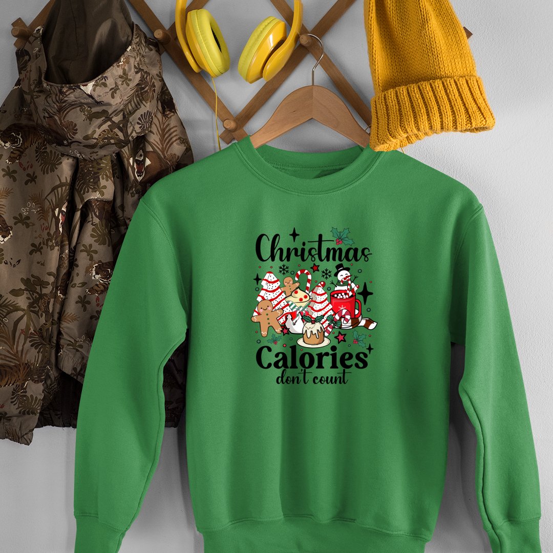 Sweatshirt Unisex Christmas Calories Don't Count Funny Retro Christmas Coffee