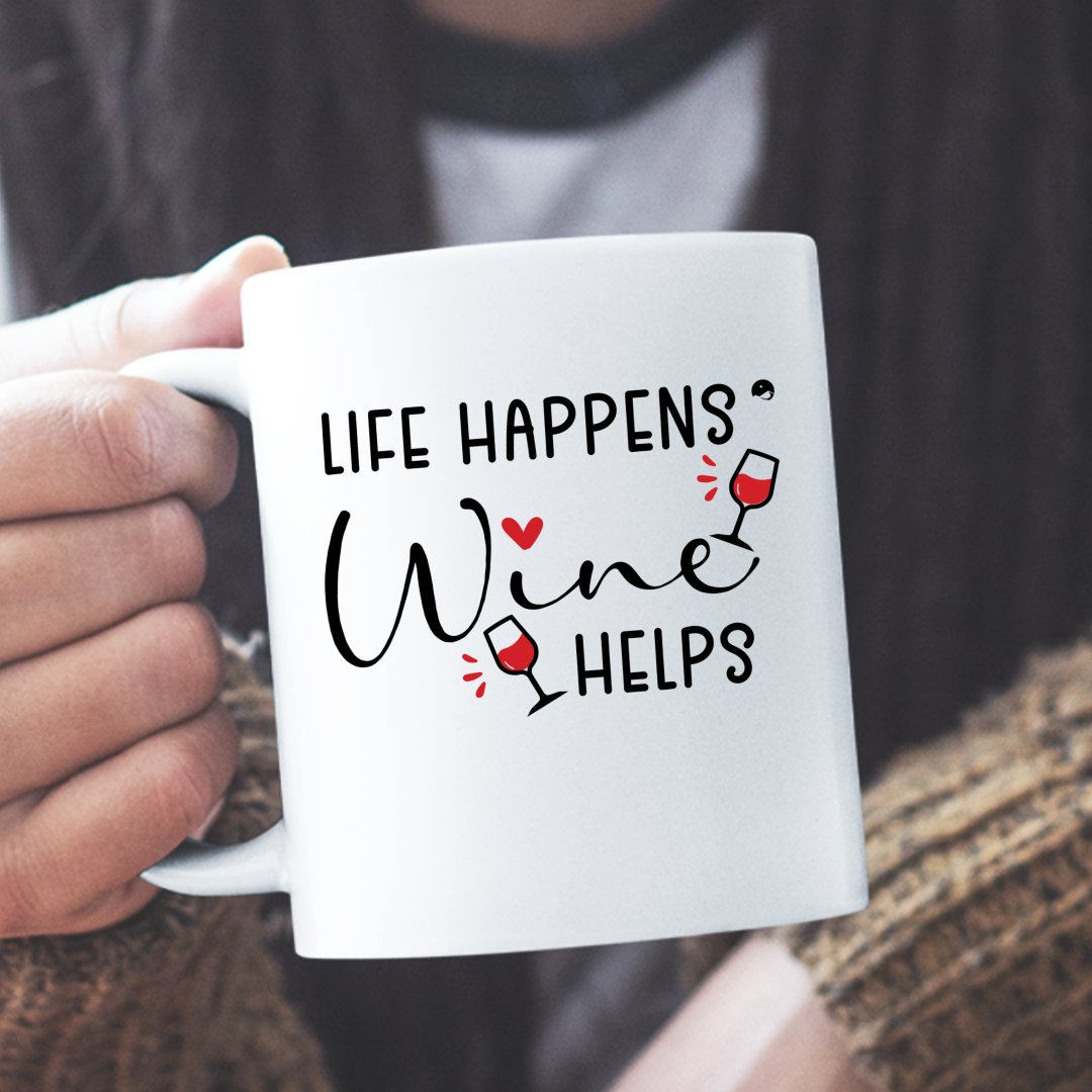 Mug Life Happens Wine Helps