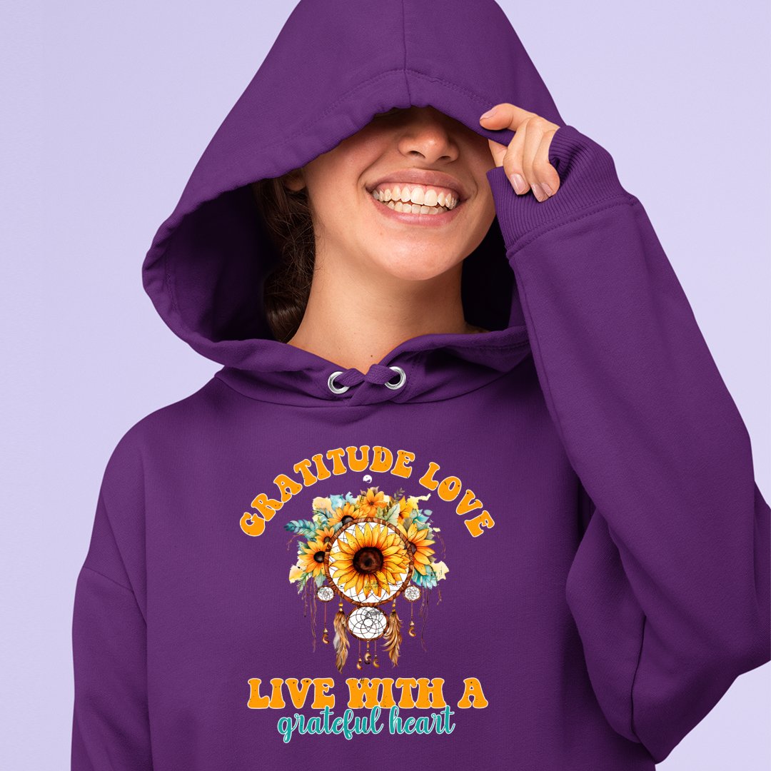 Hoodie Unisex Gratitude Love Live With A Grateful Heart