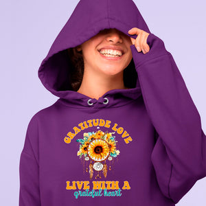 Hoodie Unisex Gratitude Love Live With A Grateful Heart