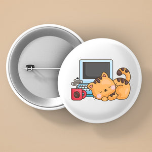 Pin Buttons Coffee Break Cat Nap