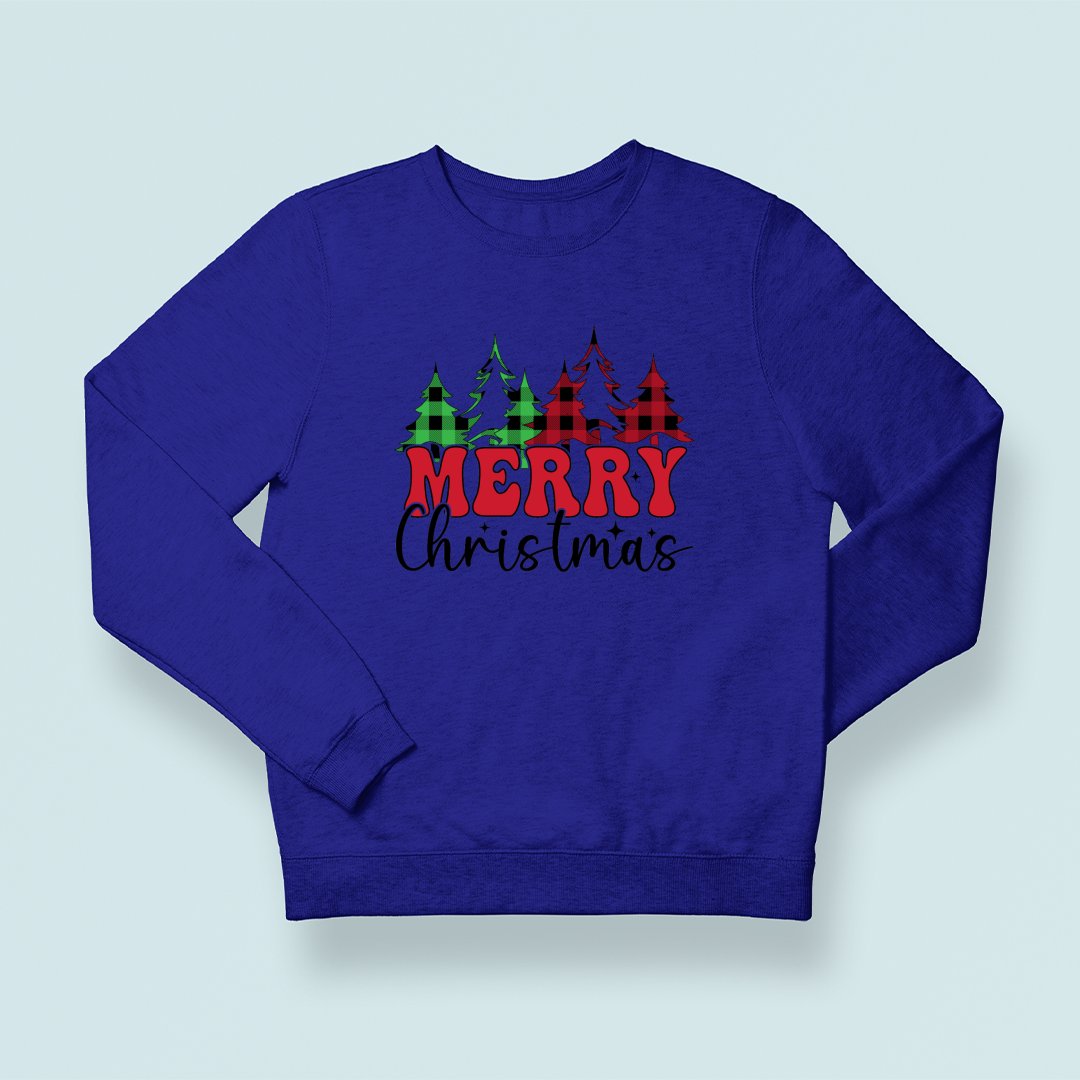 Sweatshirt Unisex Merry Christmas Checkered Pattern