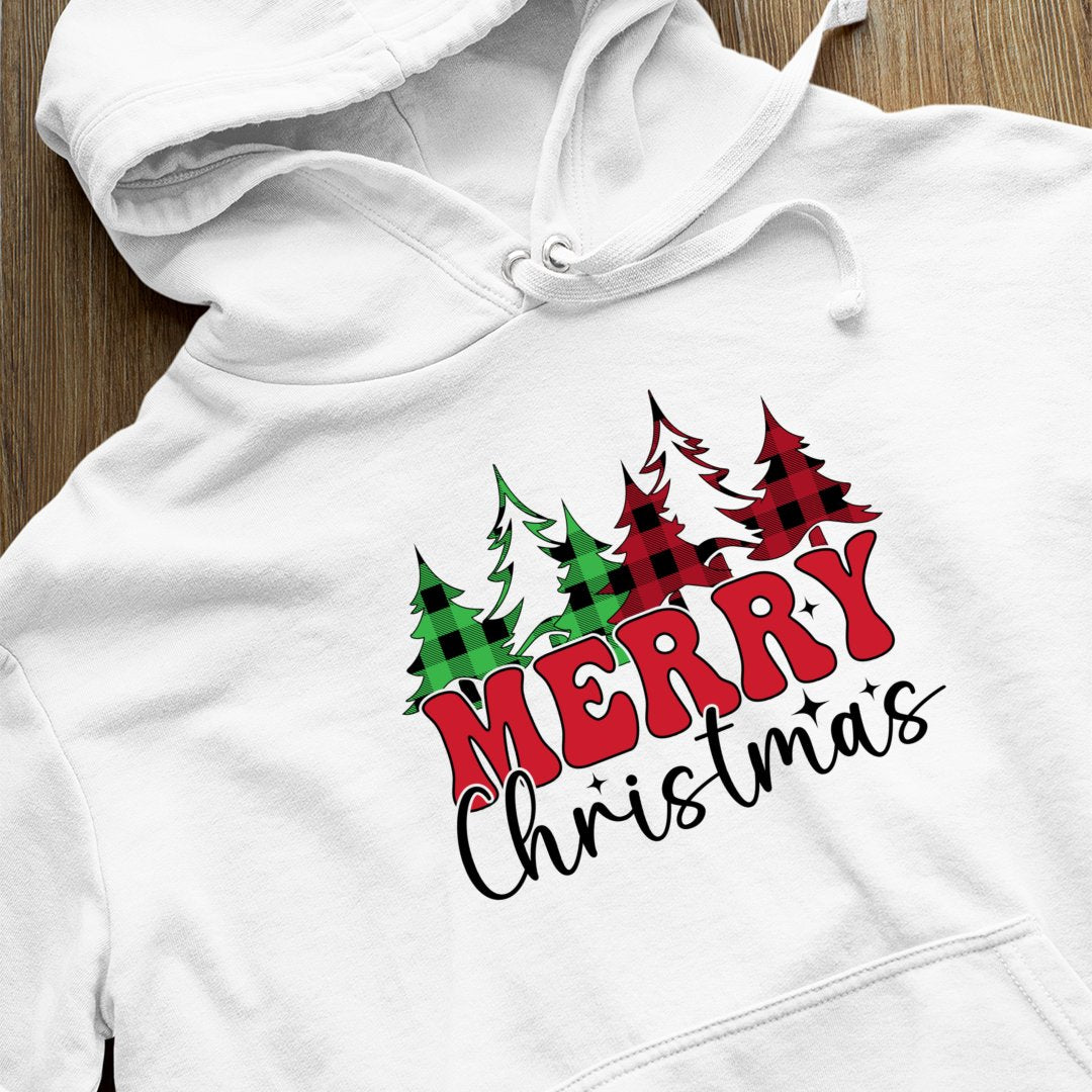 Hoodie Unisex Merry Christmas Checkered Pattern