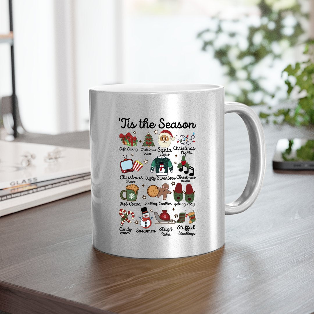 Mug Tis the Season Shirt Funny Southern Retro Christmas Tee Groovy Santa Tree Cocoa Elements