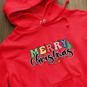 Hoodie Unisex Merry Christmas Retro Christmas Doodle Dots