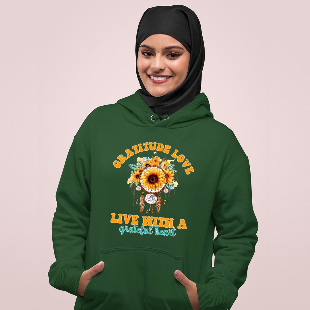 Hoodie Unisex Gratitude Love Live With A Grateful Heart