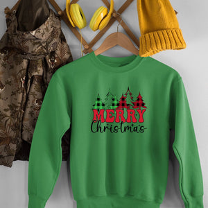 Sweatshirt Unisex Merry Christmas Checkered Pattern