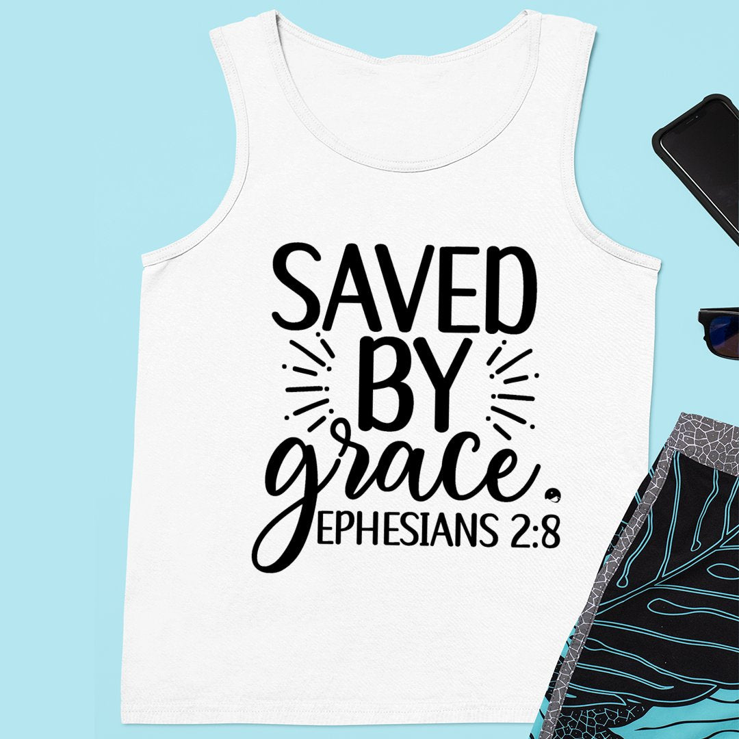 Unisex Jersey Tank Saved By Grace Ephesians