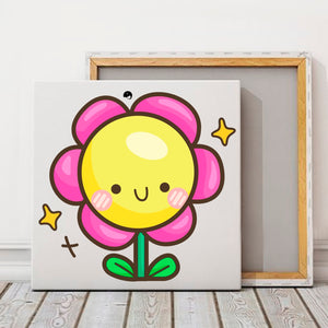 Square Stretched Canvas Happy Flower