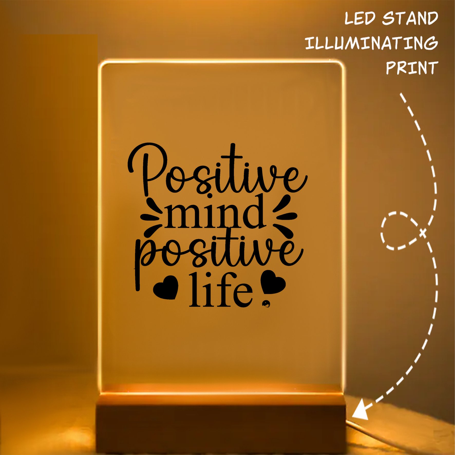 Glass Acrylic Positive Mind Positive Life