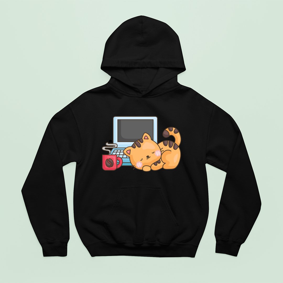 Hoodie Unisex Coffee Break Cat Nap