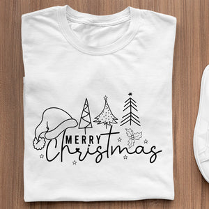 T-Shirt Merry Christmas Tree Line Christmas