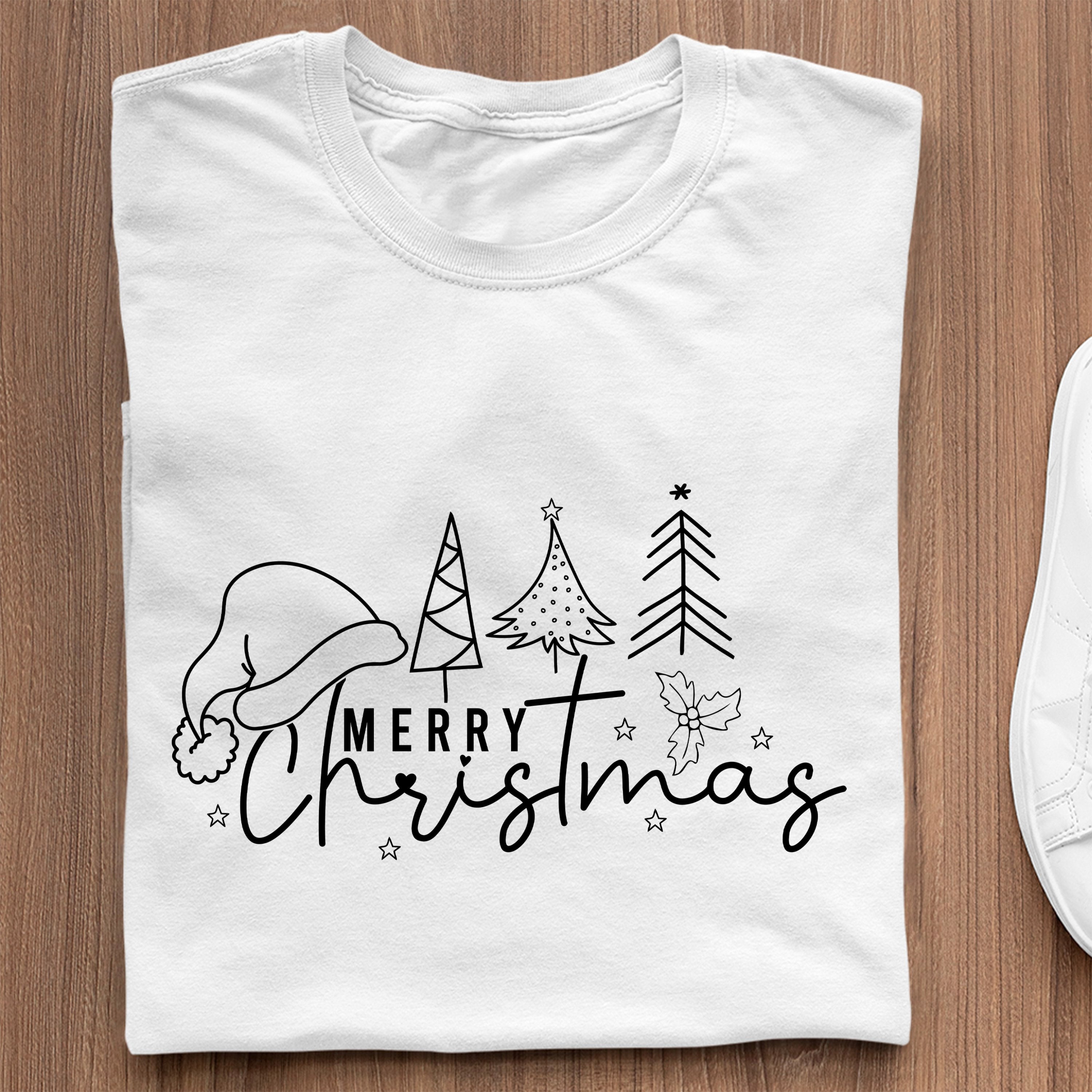 T-Shirt Merry Christmas Tree Line Christmas