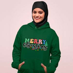 Hoodie Unisex Merry Christmas Retro Christmas Doodle Dots