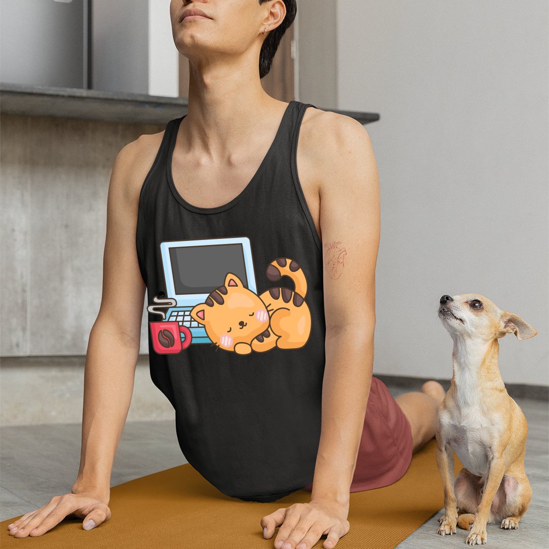 Unisex Jersey Tank Coffee Break Cat Nap