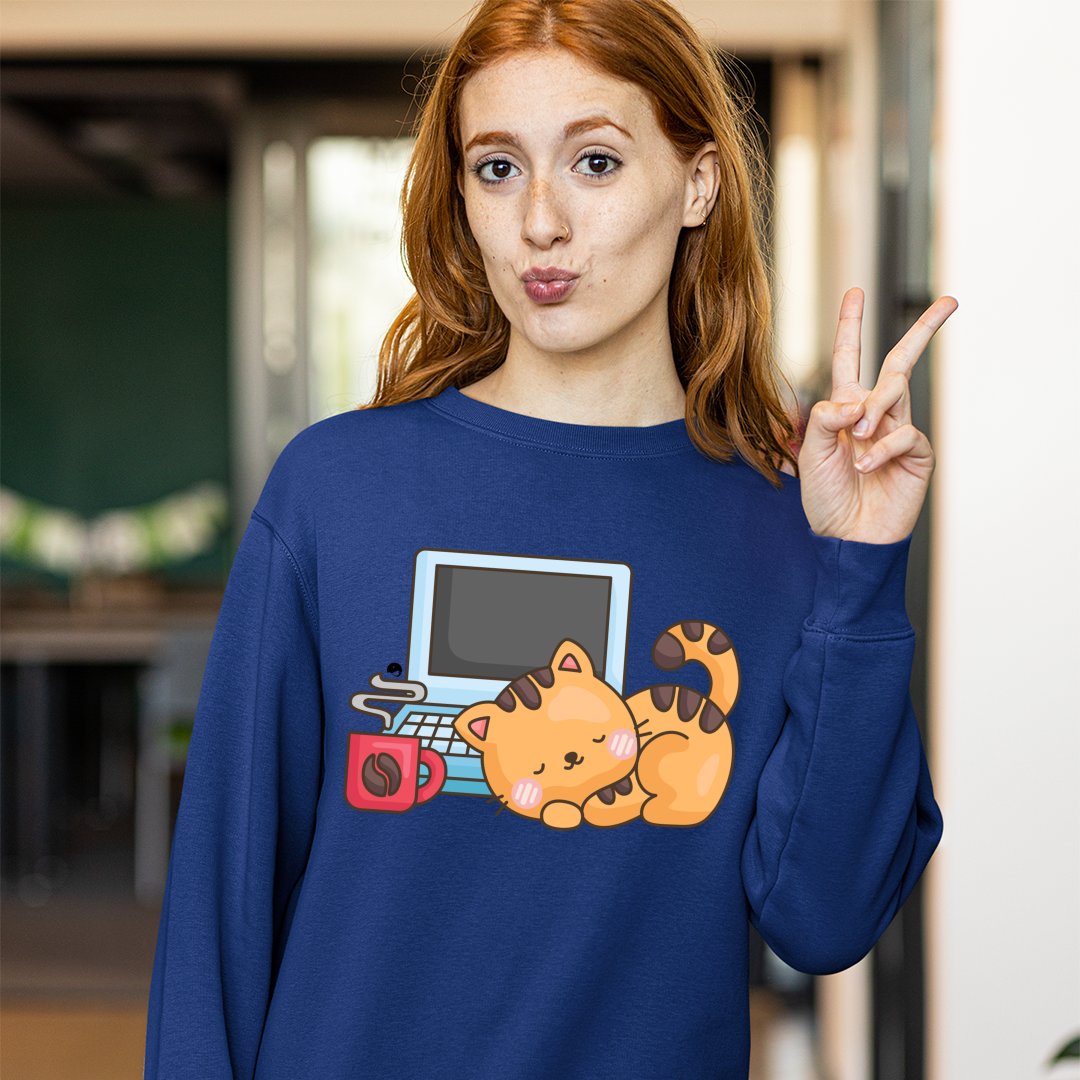 Sweatshirt Unisex Coffee Break Cat Nap