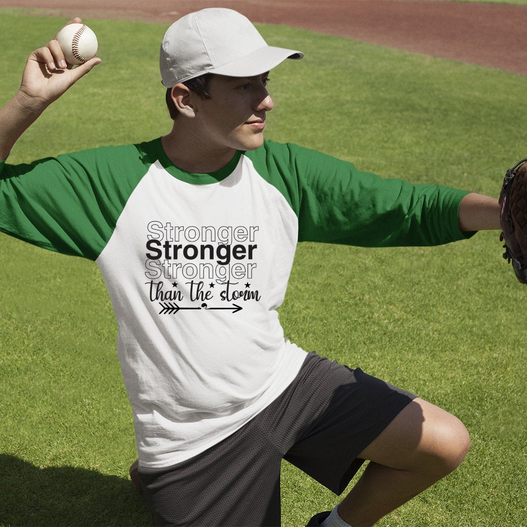 Unisex Sleeve Baseball Tee Stronger Than The Storm