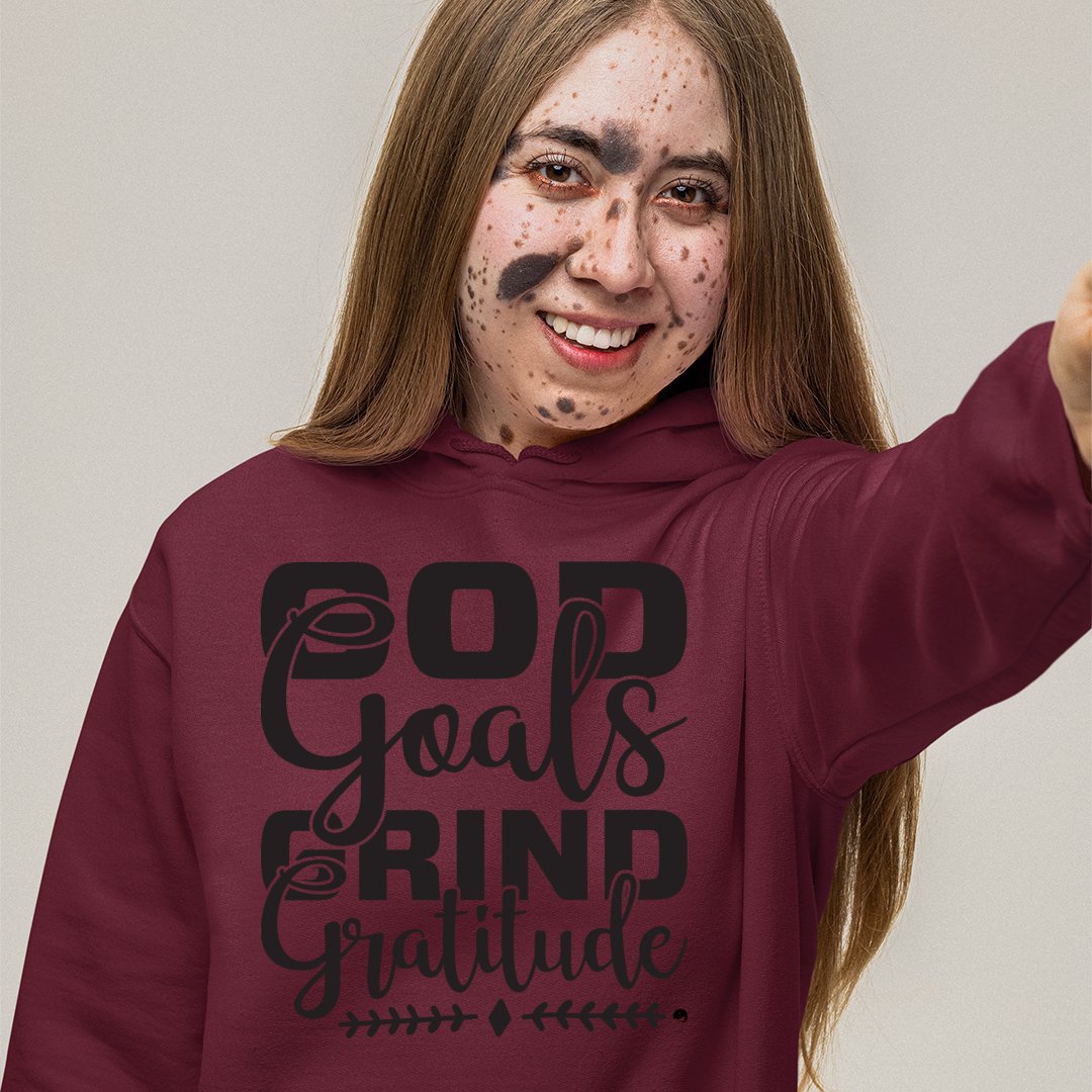 Hoodie Unisex God Goals Grind Gratitude