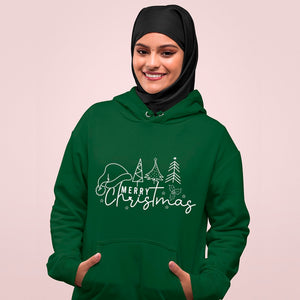 Hoodie Unisex Merry Christmas Tree Line Christmas