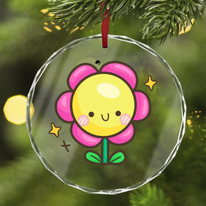 Crystal Glass Ornament Happy Flower